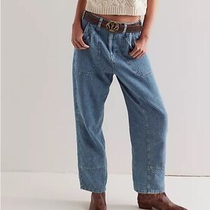 Free people baggy midnight voyage dropped boyfriend trouser jeans Small